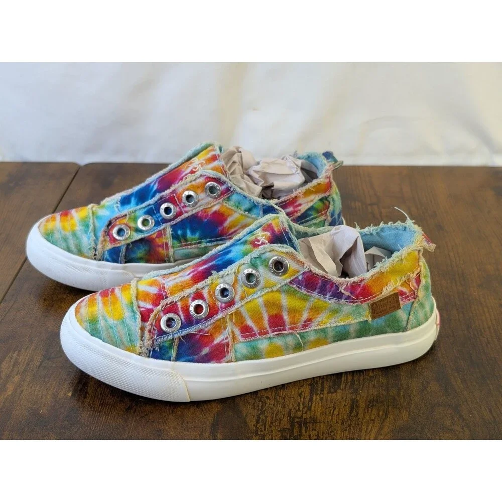 Blowfish Malibu Play Rainbow Tie Dye Slip On Canvas Sneakers Size 2